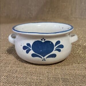 Blue Heart Design Ceramic Bowl